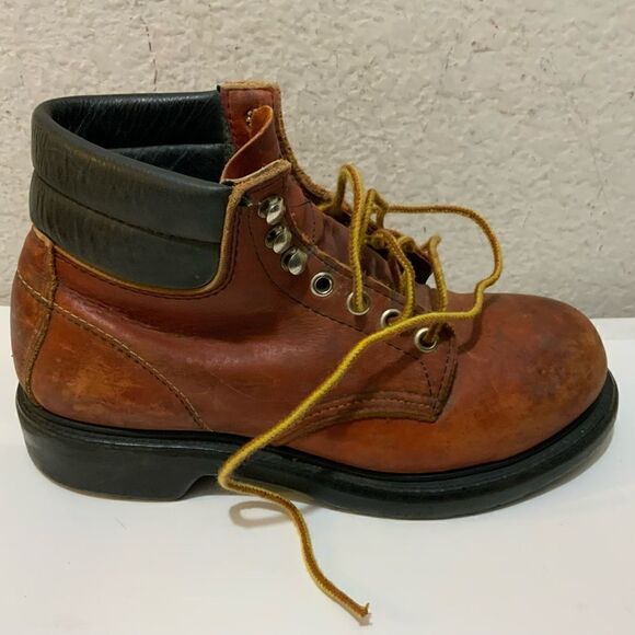 Vintage RED WING Oxblood Leather Work Boots steel toe SIZE 5D main image 6